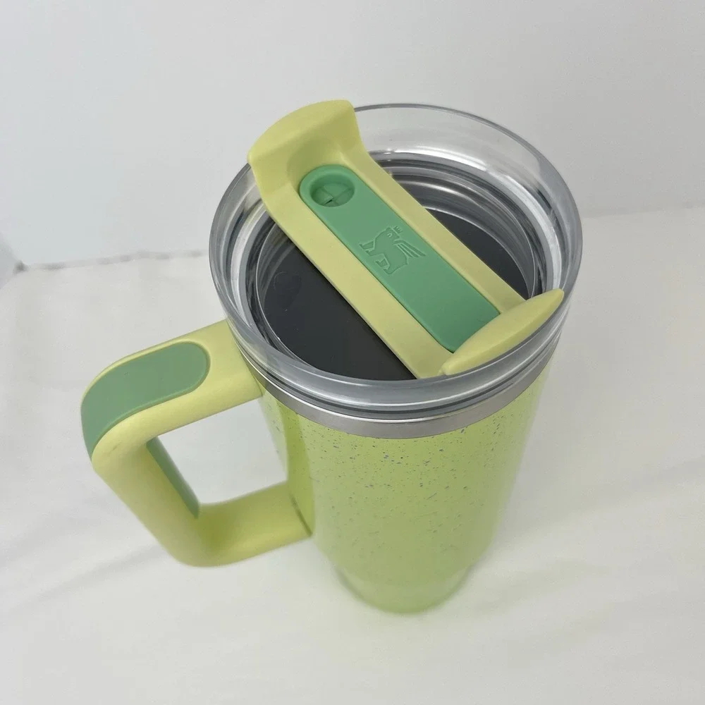 Stanley Flowstate Quencher H2.0‎ Tumbler Cup 30 oz Green Citron Speckle W/ Lid - Picture 5 of 9